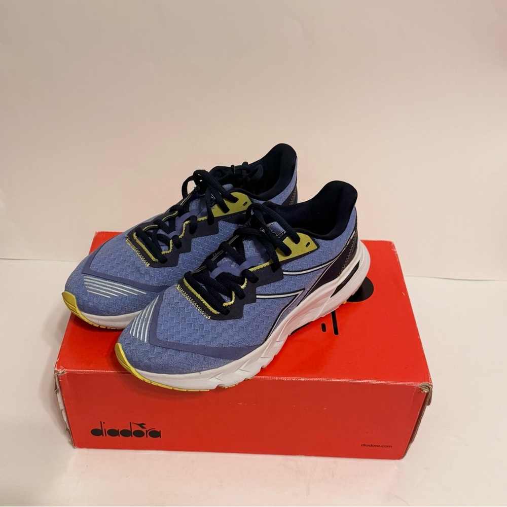 Diadora Mythos Blue and Yellow Sneakers